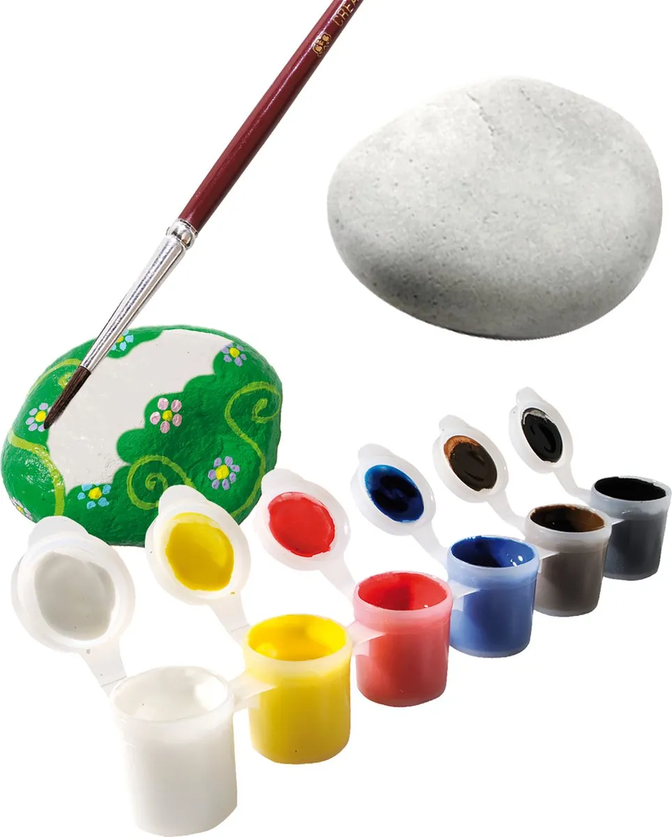 SES Creative Stenen Schilderen Knutselset - 5 Stenen - 6 Kleuren