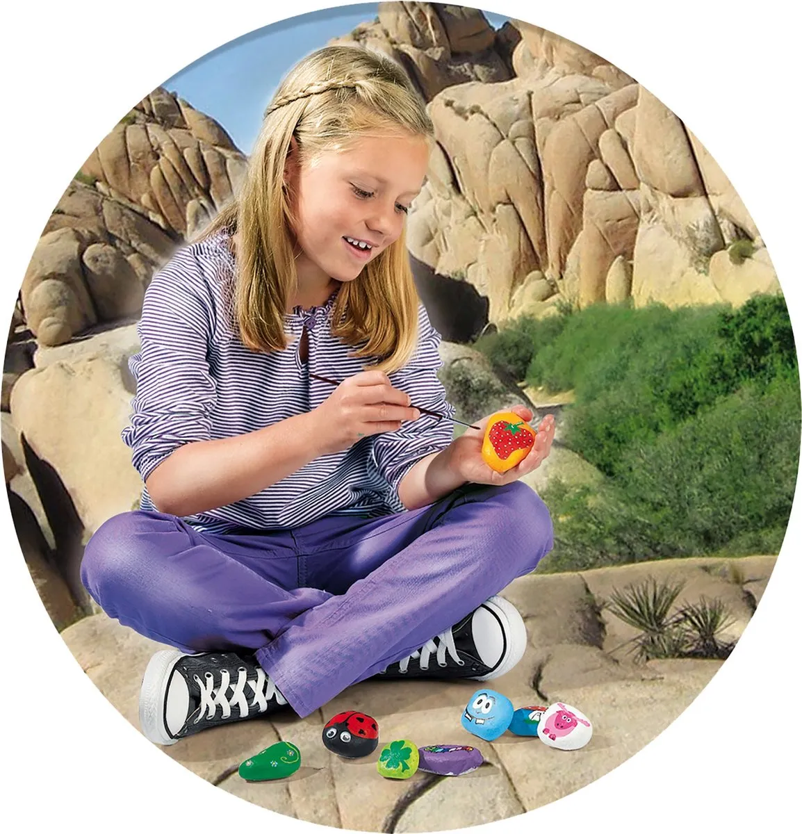 SES Creative Stenen Schilderen Knutselset - 5 Stenen - 6 Kleuren