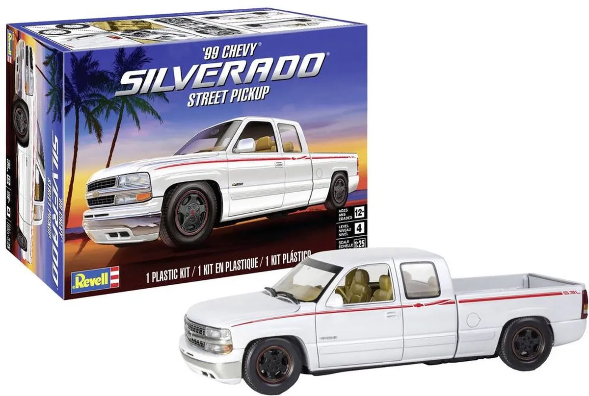 Revell 14538 1999 Chevy Silverado Pickup Modelbouwpakket 1:25 - Zilver