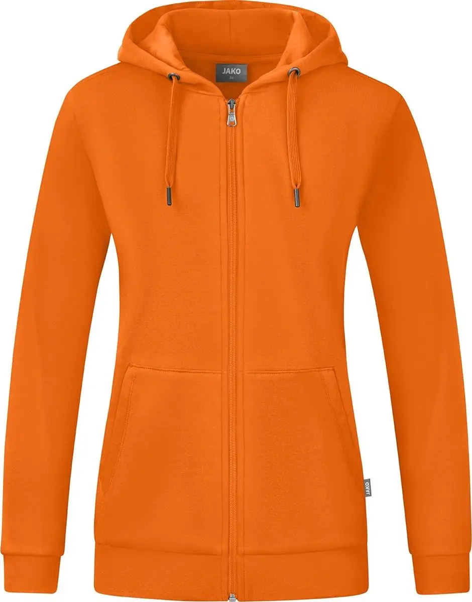 JAKO Organic Jas Met Kap Dames - Oranje Maat 48
