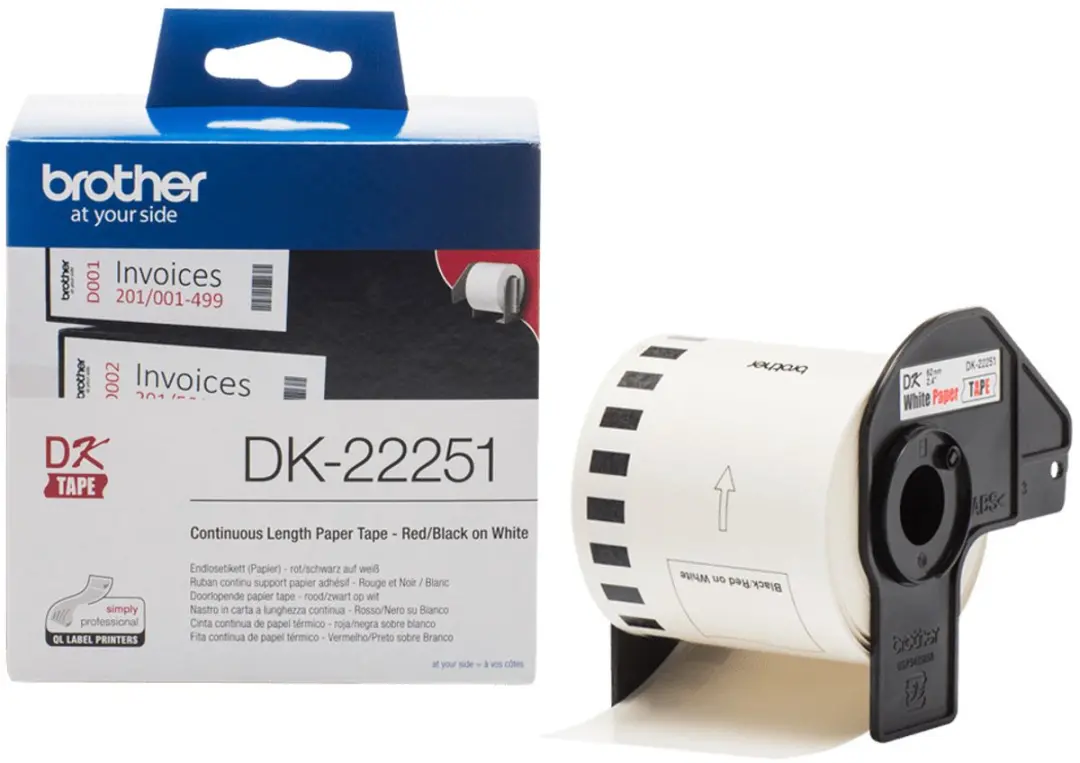 Brother DK22251 Etikettenrol - 6,2cm x 15,24m - Wit/Zwart