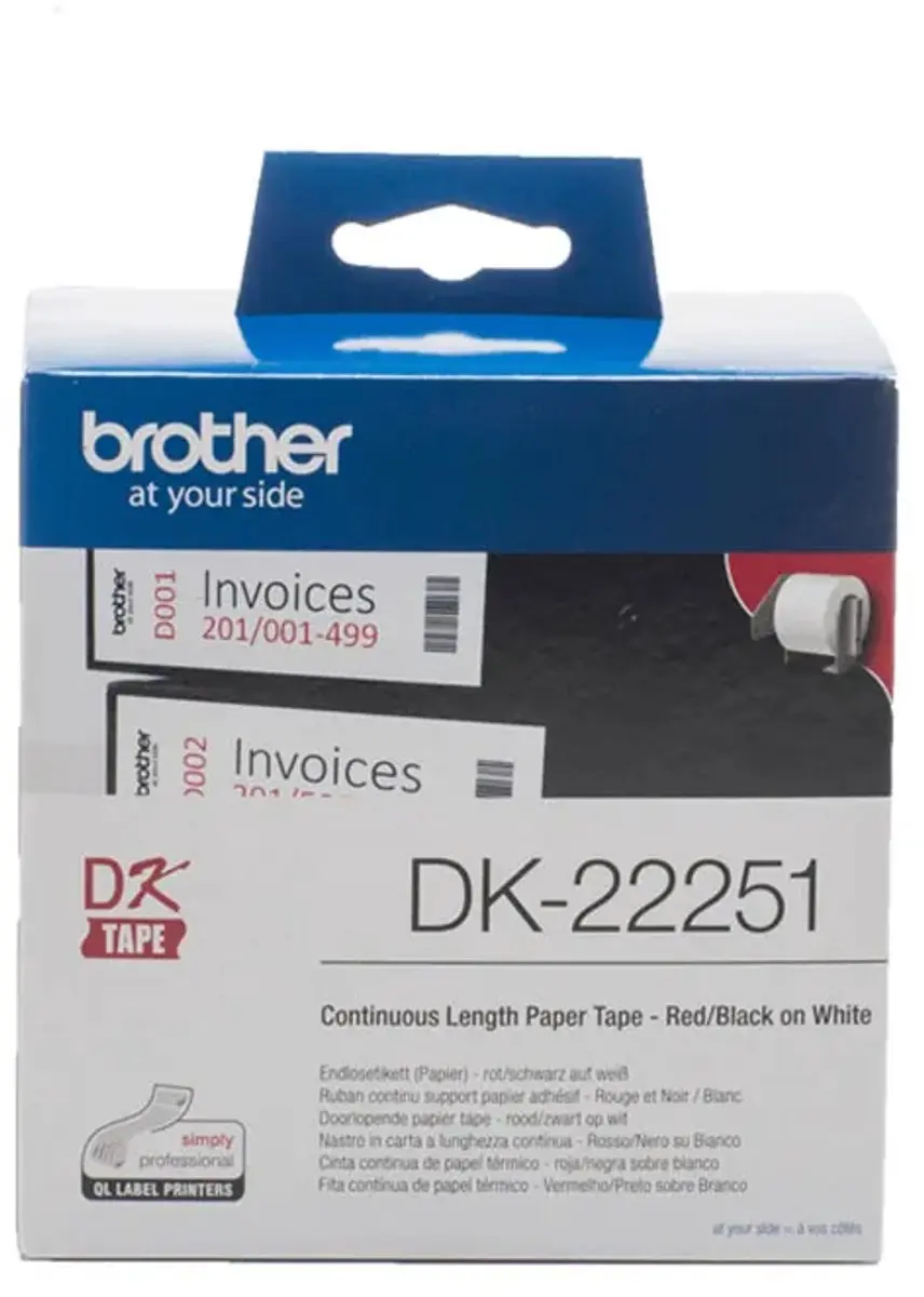 Brother DK22251 Etikettenrol - 6,2cm x 15,24m - Wit/Zwart