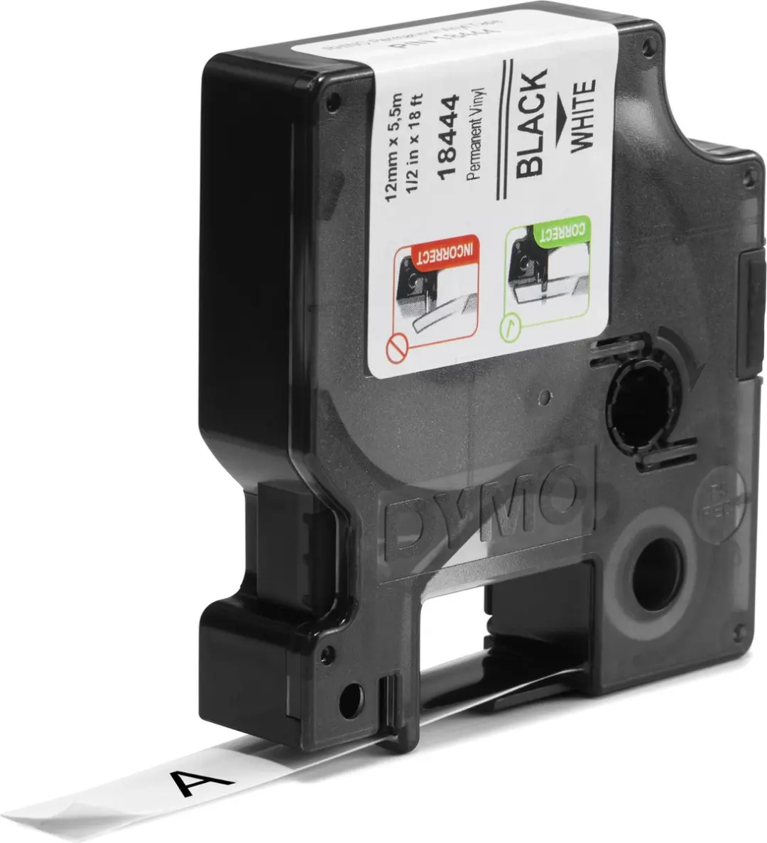 DYMO Rhino S0718600 Zelfklevende Labels 12mm x 5,5m - Zwart/Wit