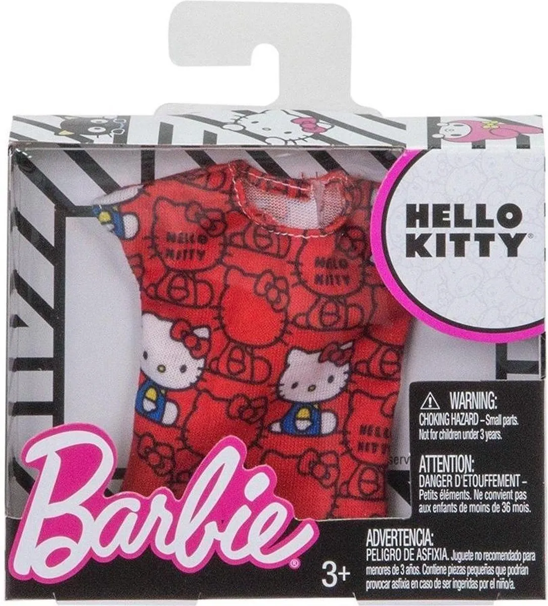 Barbie Hello Kitty Kledingstuk - Modepop 7,5 cm - Rood