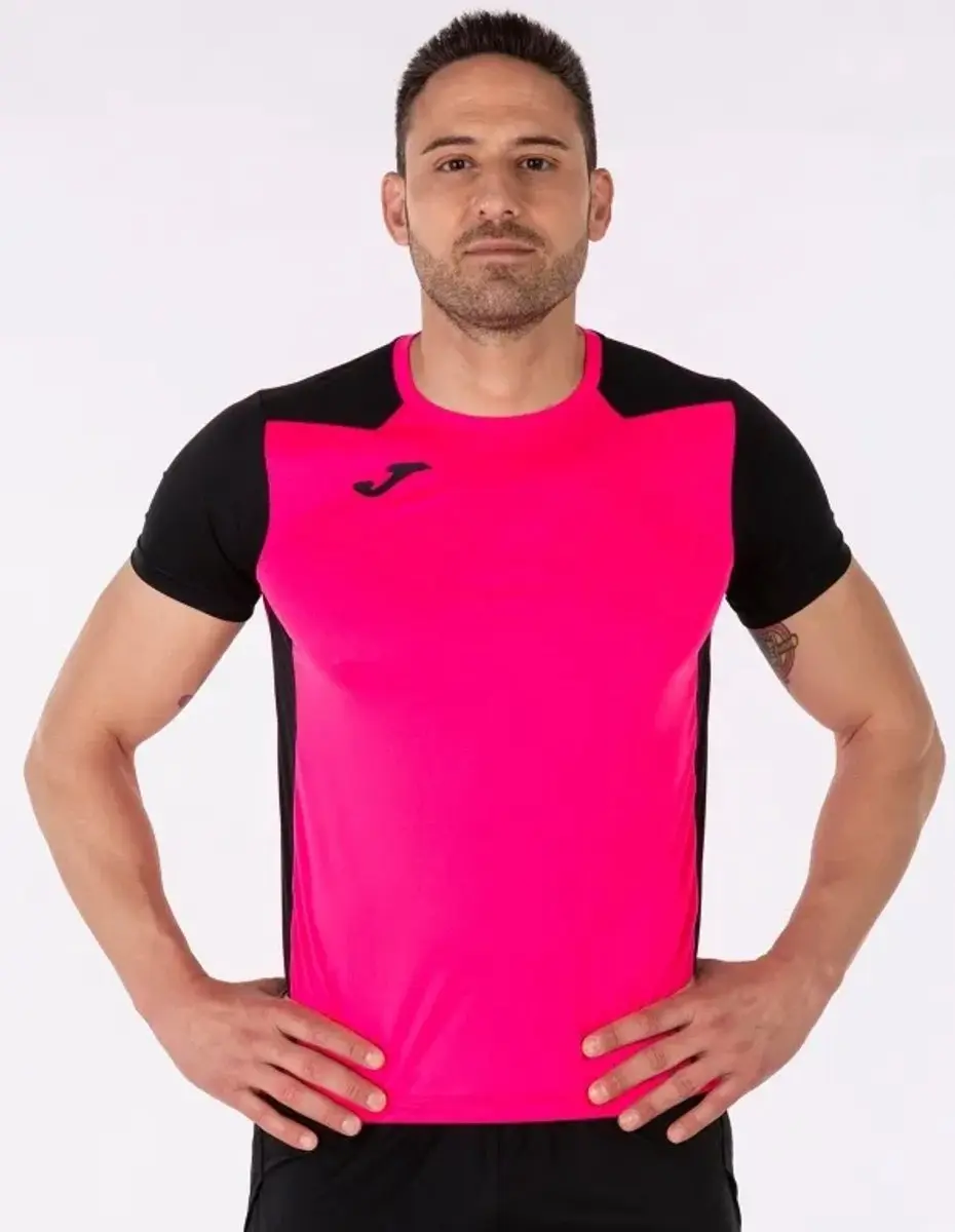 Joma Heren Record II T-shirt - M - Fluorroze/Zwart