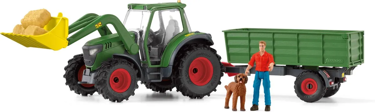 Schleich Farm World Tractor met Aanhanger 42608