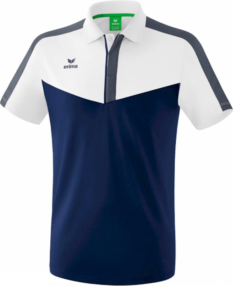 Erima Squad Polo Heren M - Slate Grey/New Navy/Wit