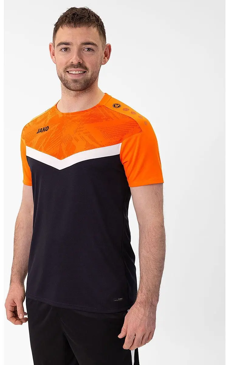 JAKO Iconic T-Shirt Heren - Zwart/Fluo Oranje 3XL