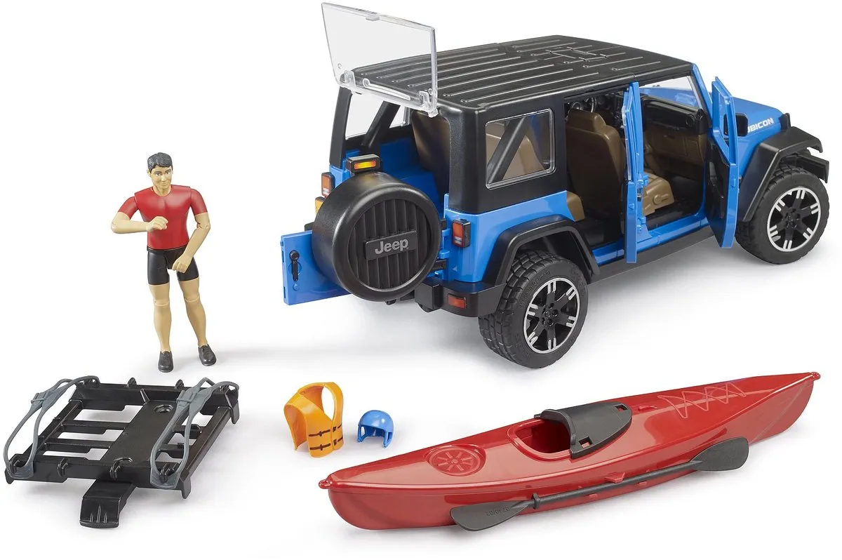 Bruder Jeep Wrangler Rubicon met Kayak 1:16 - Multicolor