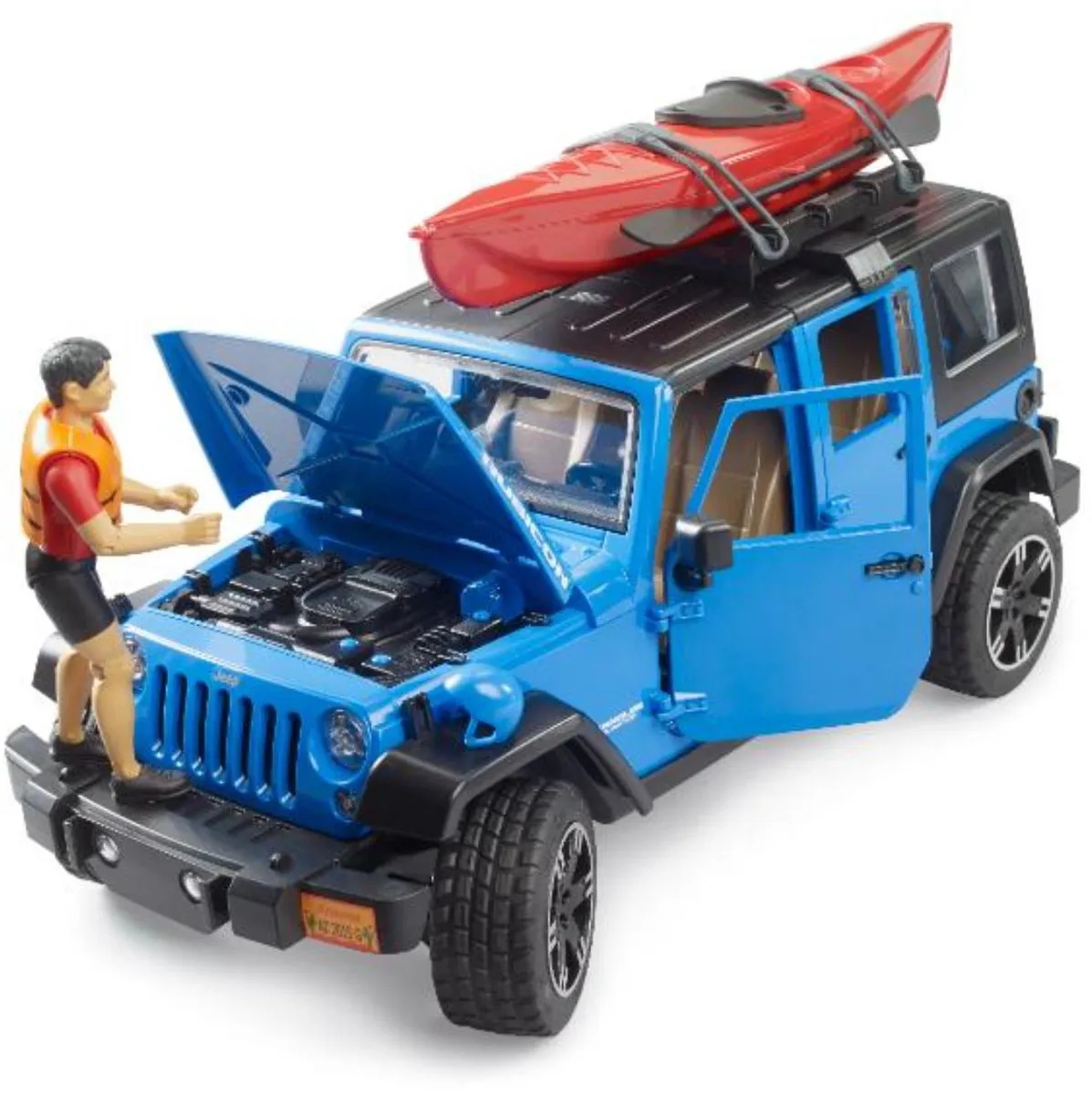 Bruder Jeep Wrangler Rubicon met Kayak 1:16 - Multicolor