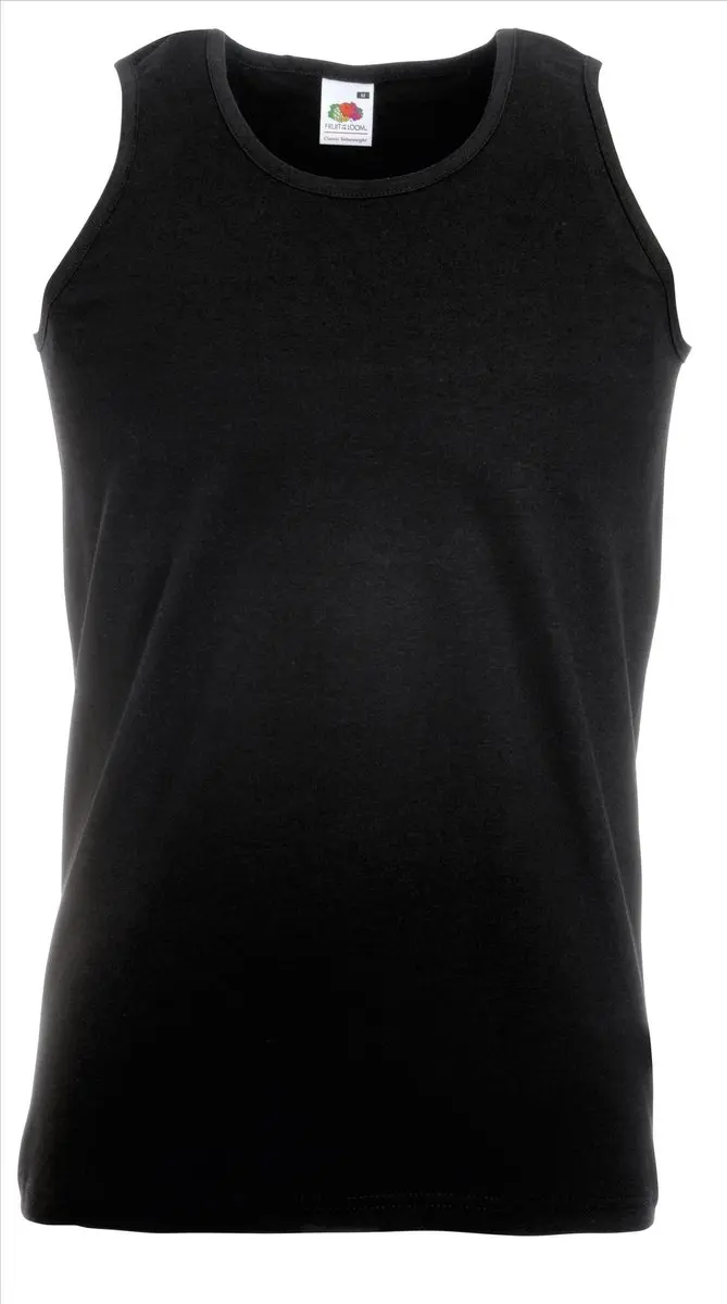 Set 2 stuks Zwarte Tanktop / sportshirt Fruit of the Loom maat L