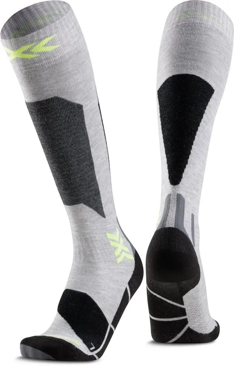 X-Bionic X-Socks Ski Discover Junior Skisokken 31-34 - Rhino Grijs/Kanarie