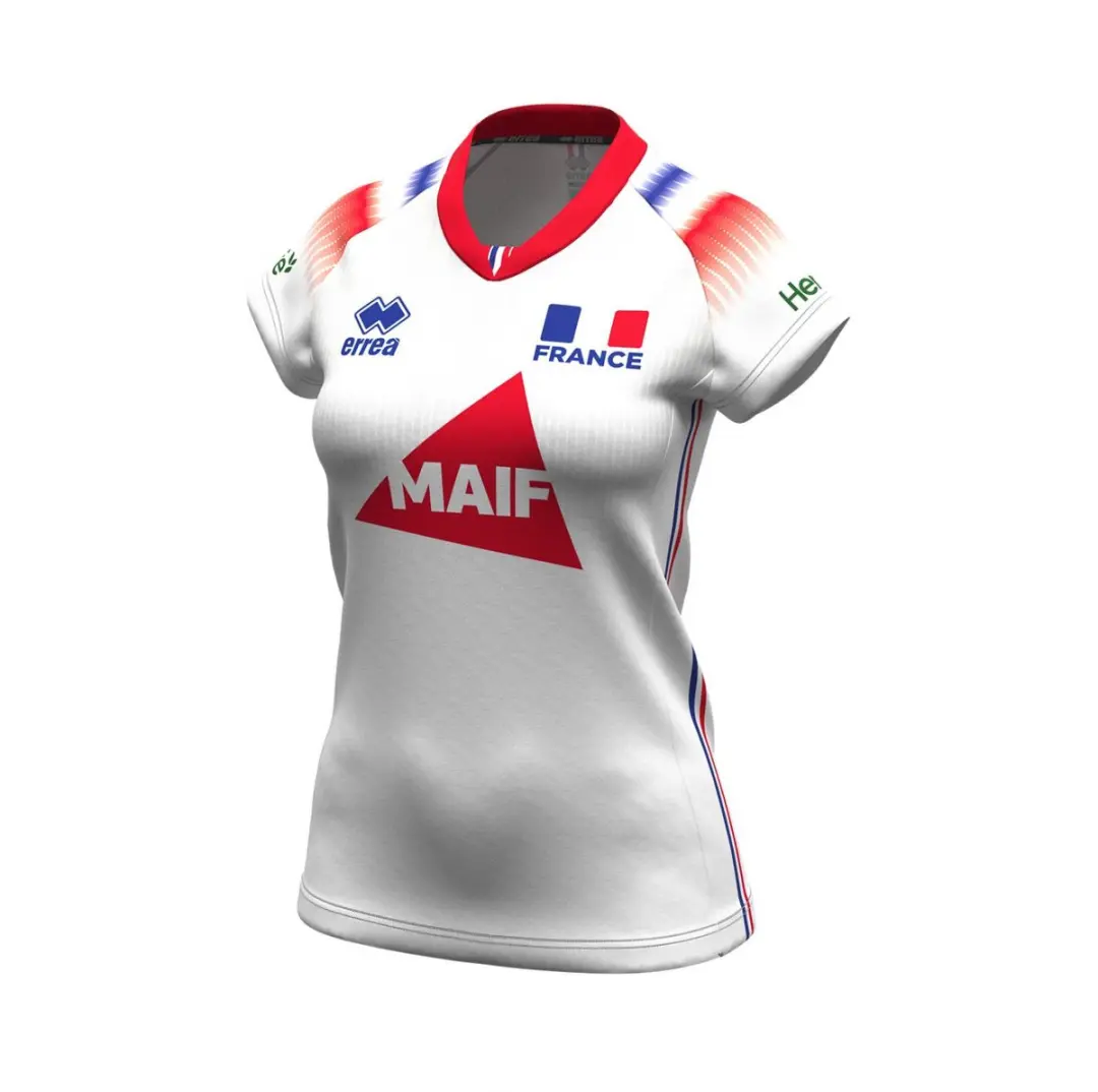 Errea Dames Uitshirt France 2024/25 SMAP6C00490FRV - XL - Wit/Koningsrood - afbeelding 2 van 3