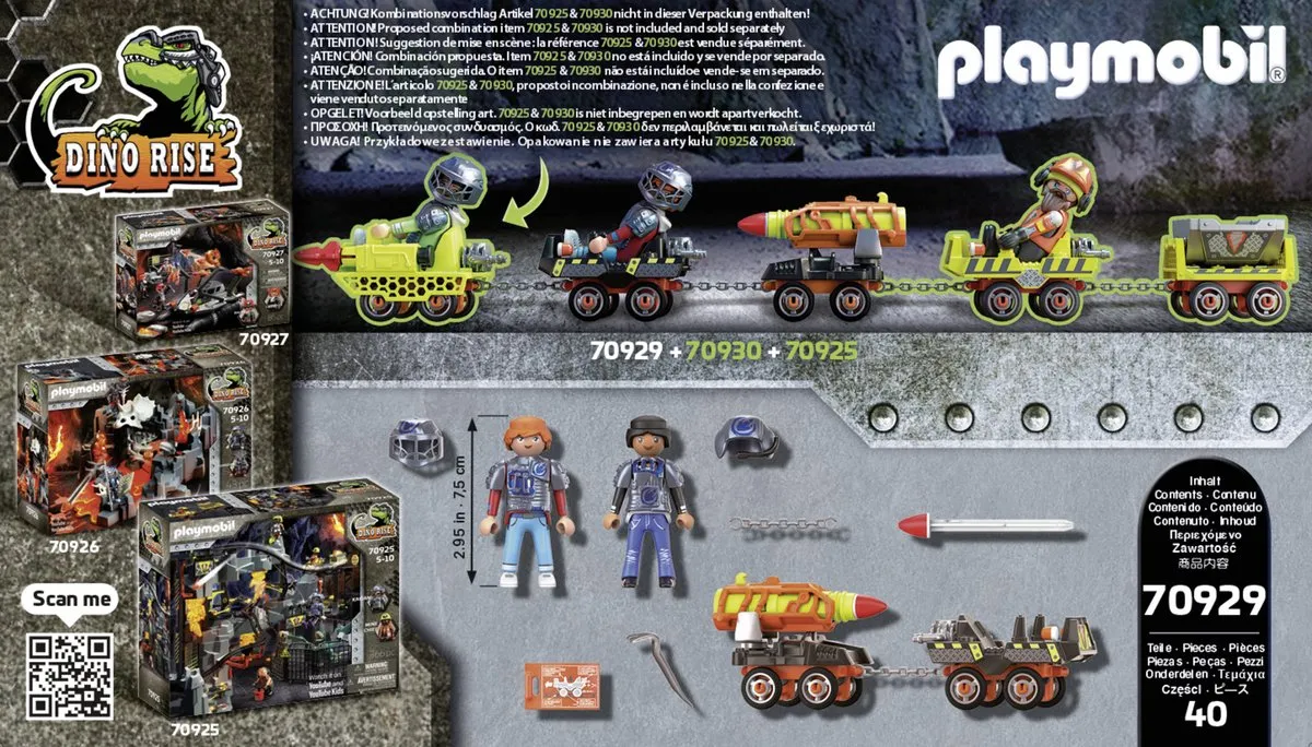 Playmobil Dino Rise Dino Mine Raket Kart 70929 - Multicolor
