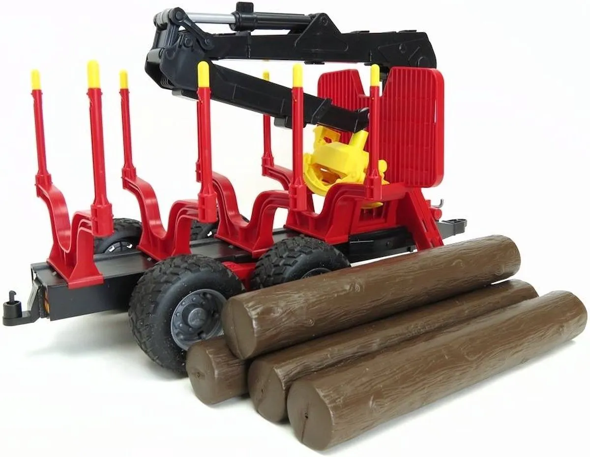 Bruder Forestry Aanhanger 2252 met Laadkraan - Rood