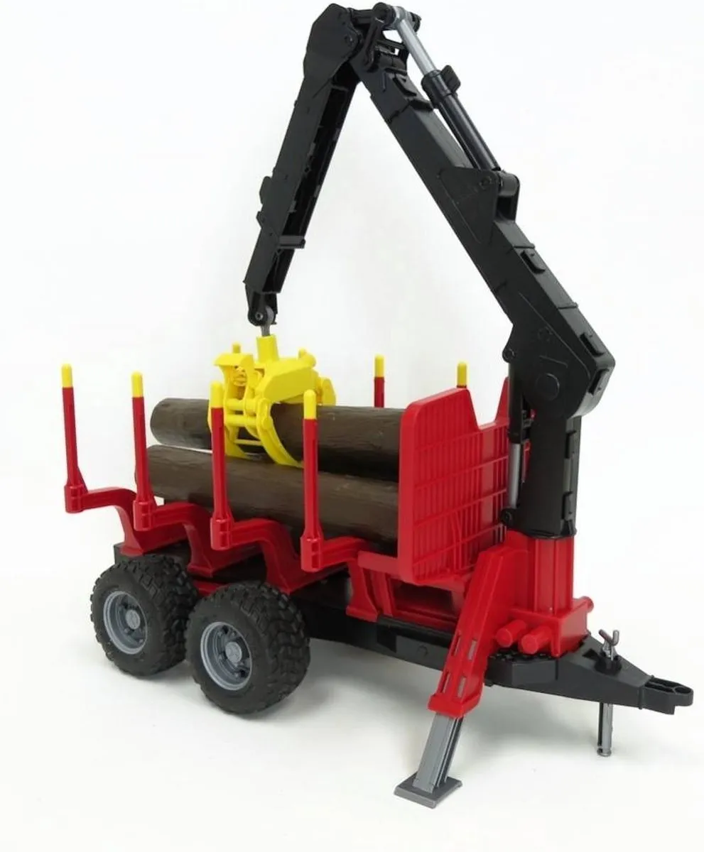 Bruder Forestry Aanhanger 2252 met Laadkraan - Rood