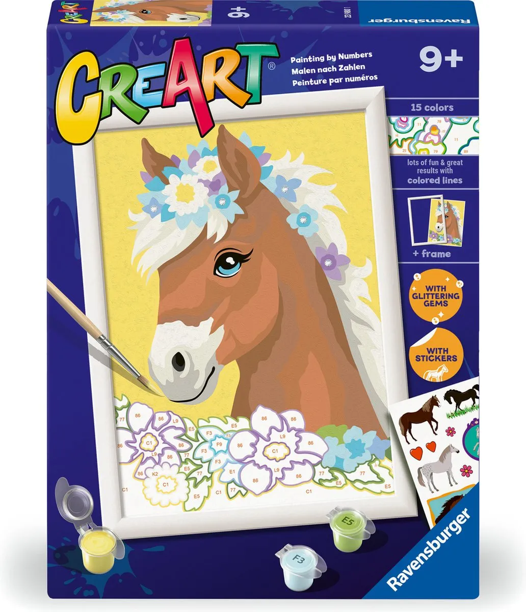 Ravensburger CreArt Horse With Flowers Schilderen op Nummer - afbeelding 6 van 6