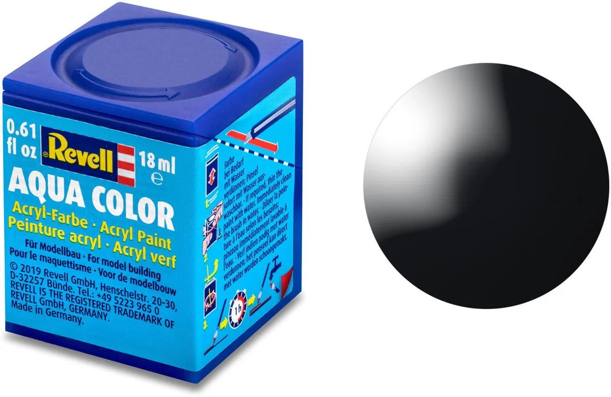 Revell Hobbyverf Acryl Zwart Gloss 18ml