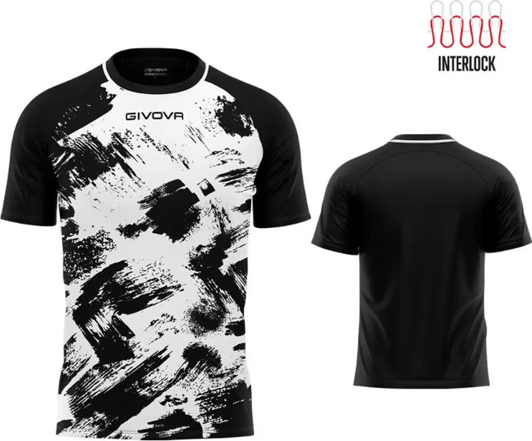 Givova Art Interlock Sport-T-shirt - 3XL - Zwart-wit
