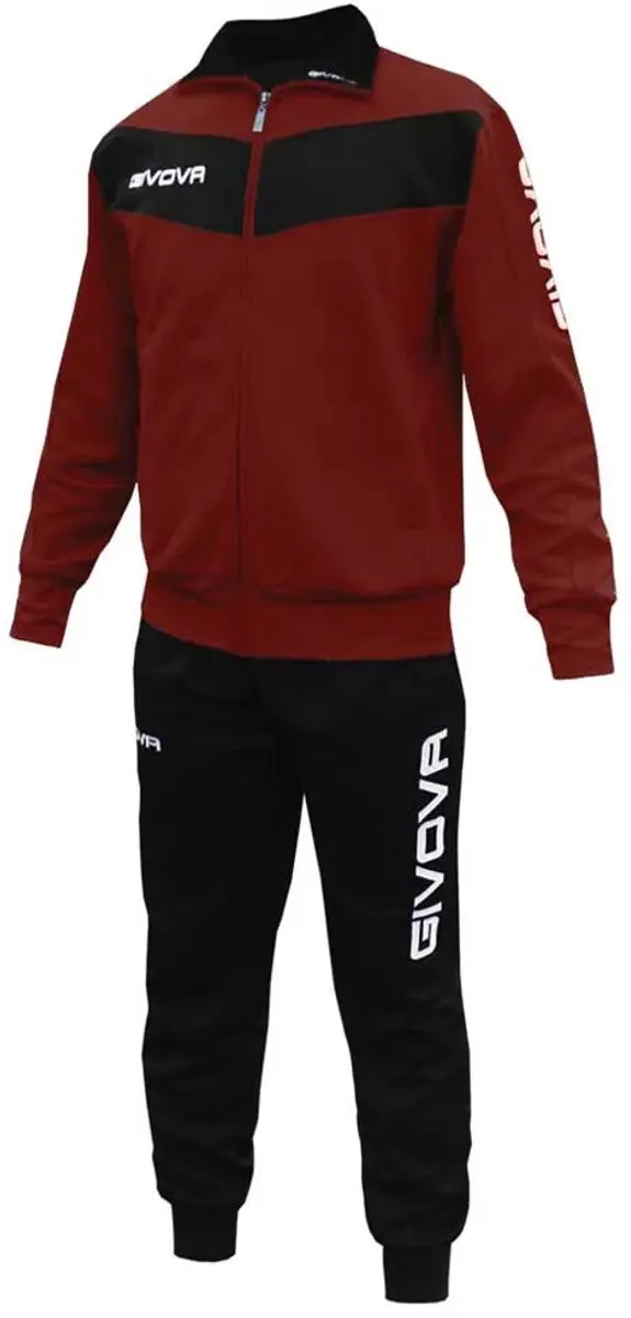 Givova Visa Melange Trainingspak - XS 10-12 jaar - Rood/Zwart