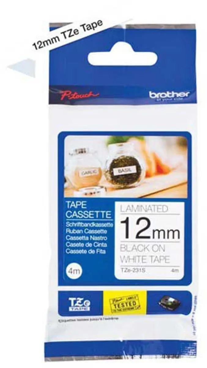 Brother TZE-231S Lettertape - Zwart op wit