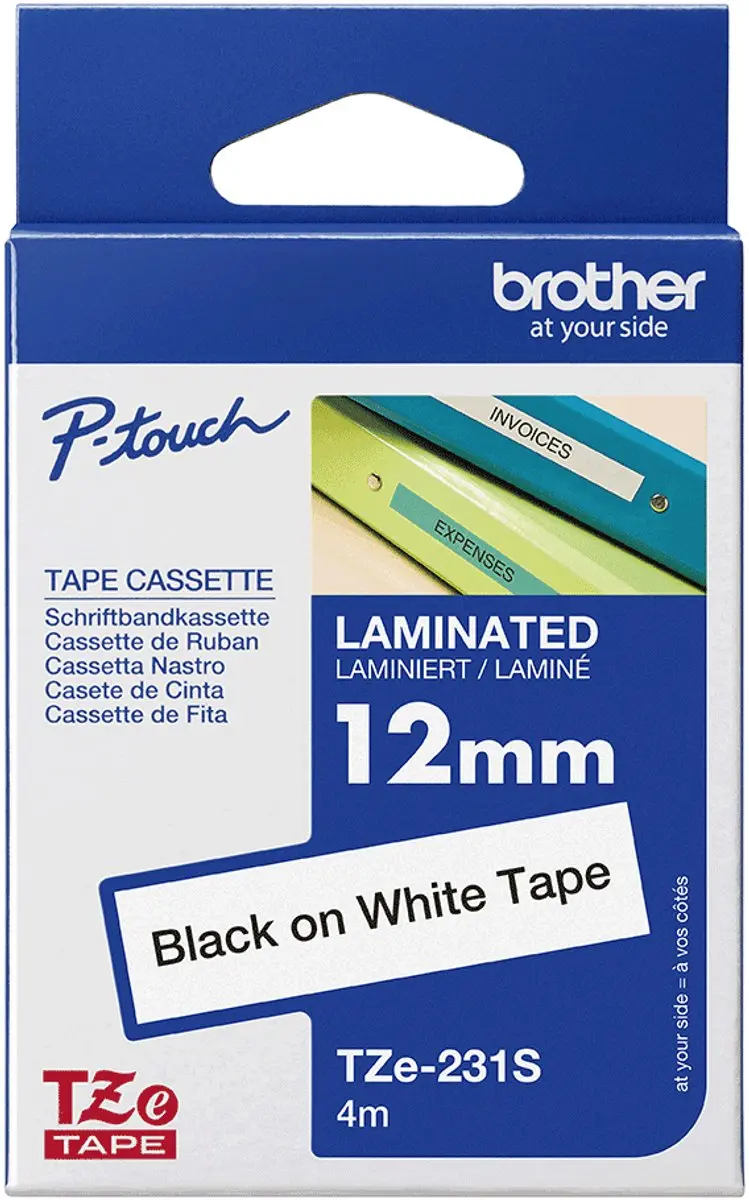 Brother TZE-231S Lettertape - Zwart op wit