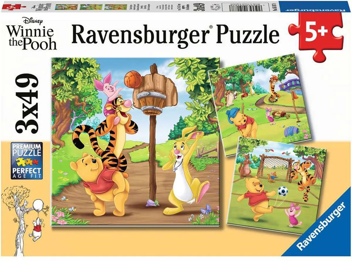 Ravensburger Disney Winnie the Pooh Sportdag Puzzel - 3x49 Stuks