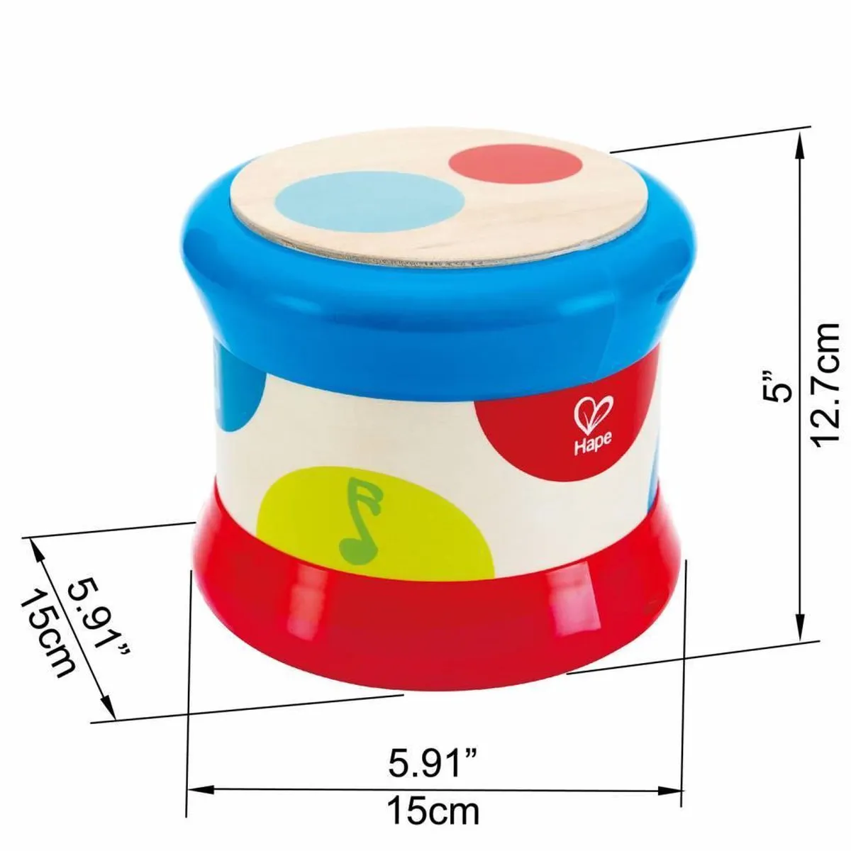 Hape Baby Trommel - 3x AA - Veelkleurig