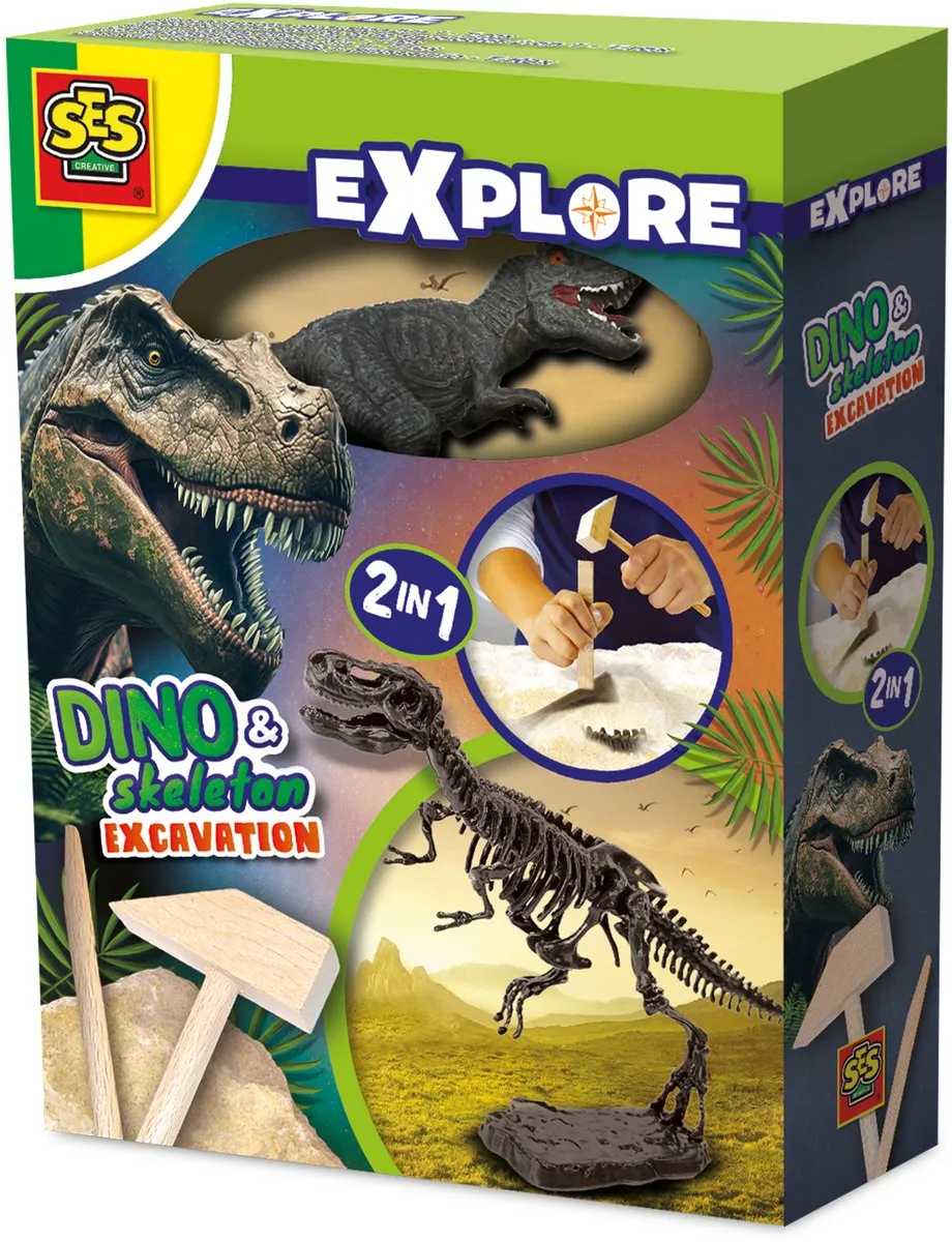 SES Creative Explore Dino en Skelet Opgraven 2-in-1 T-rex