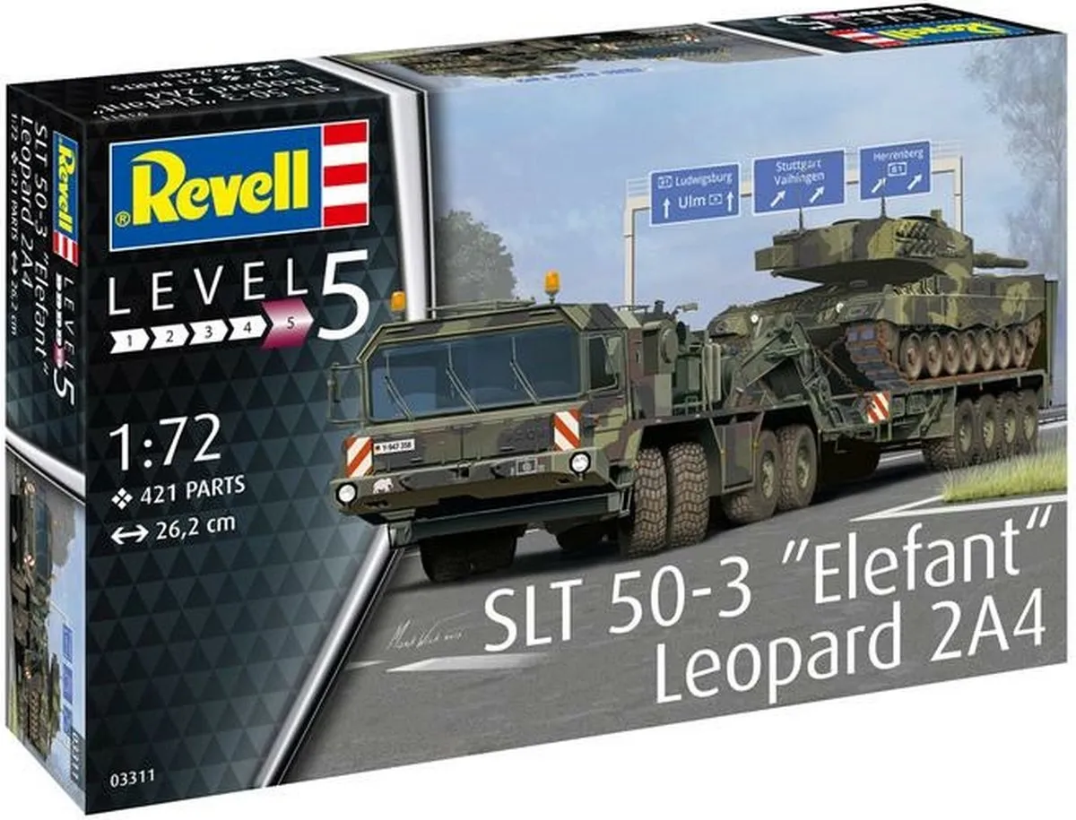 Revell 03311 SLT 50-3 Modelbouwpakket - Elefant & Leopard 2A4 - 1:72 - Multi