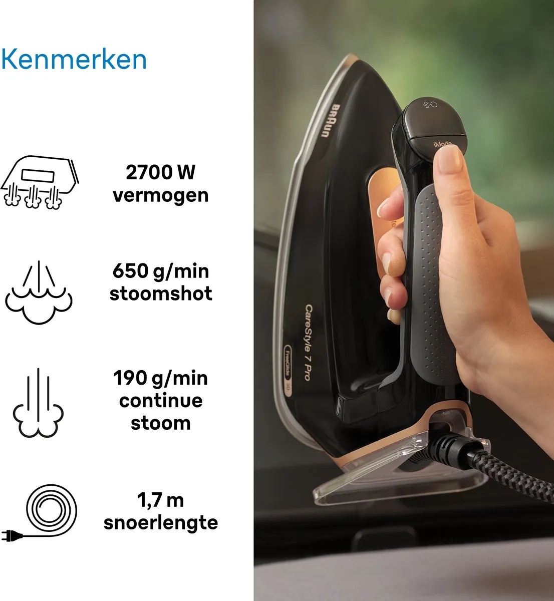 Braun CareStyle 7 Pro IS7286BK Stoomgenerator - 2700W - 2L - Zwart - afbeelding 6 van 6