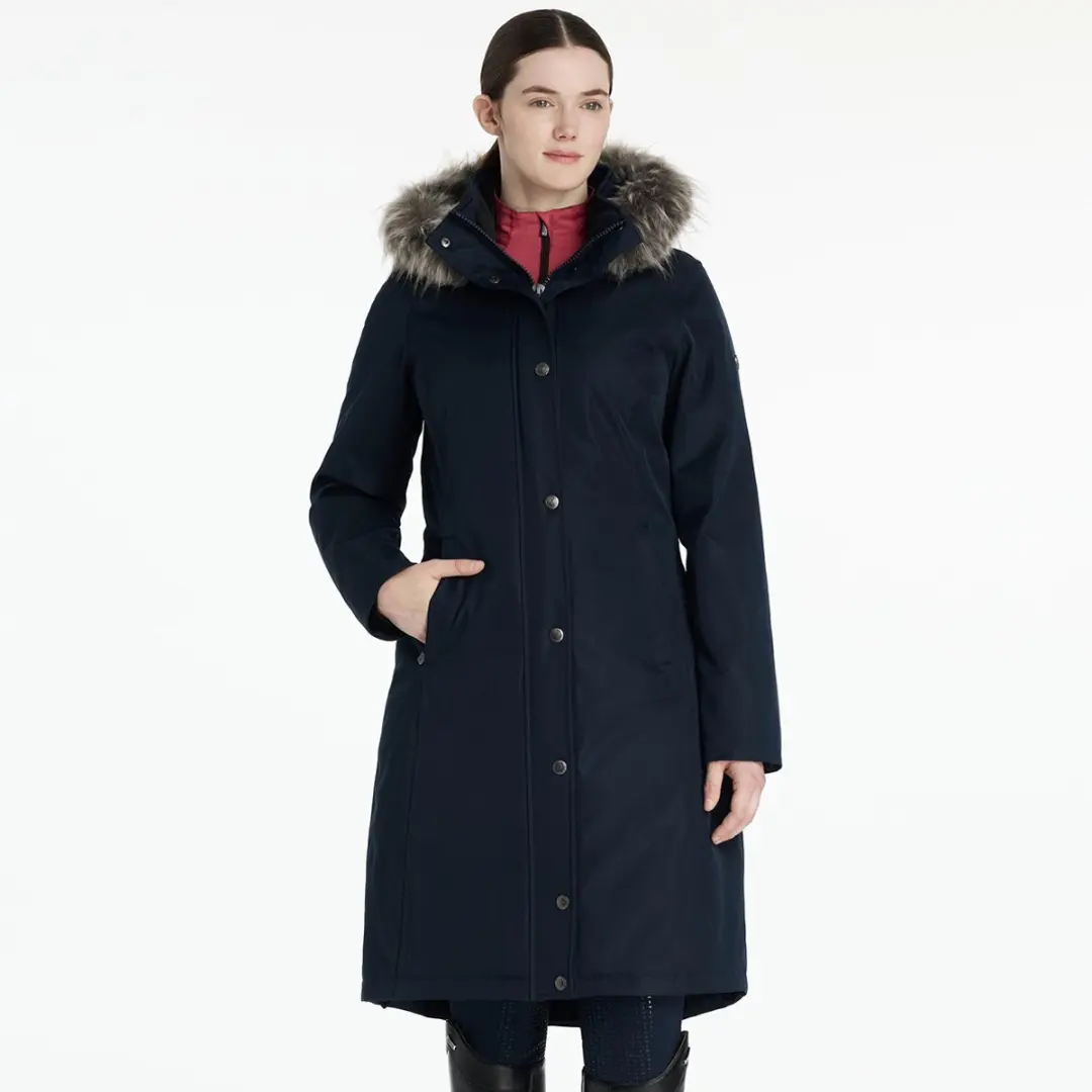 LEMIEUX ANYA WINTERJAS LONG RIDING COAT WATERDICHT Donkerblauw