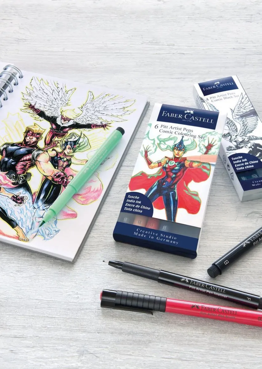 Faber-Castell Pitt Artist Pen Comic FC-267194 - 4-delig - Zwart