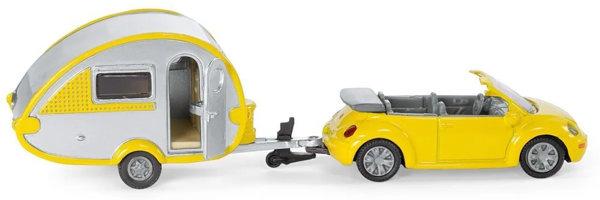 SIKU 1629 Volkswagen Beetle met Caravan - Geel