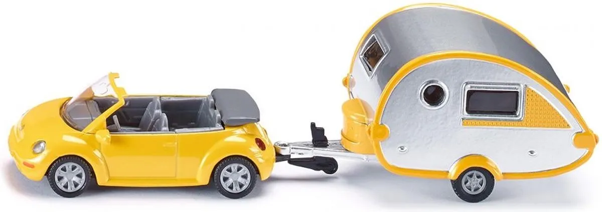 SIKU 1629 Volkswagen Beetle met Caravan - Geel