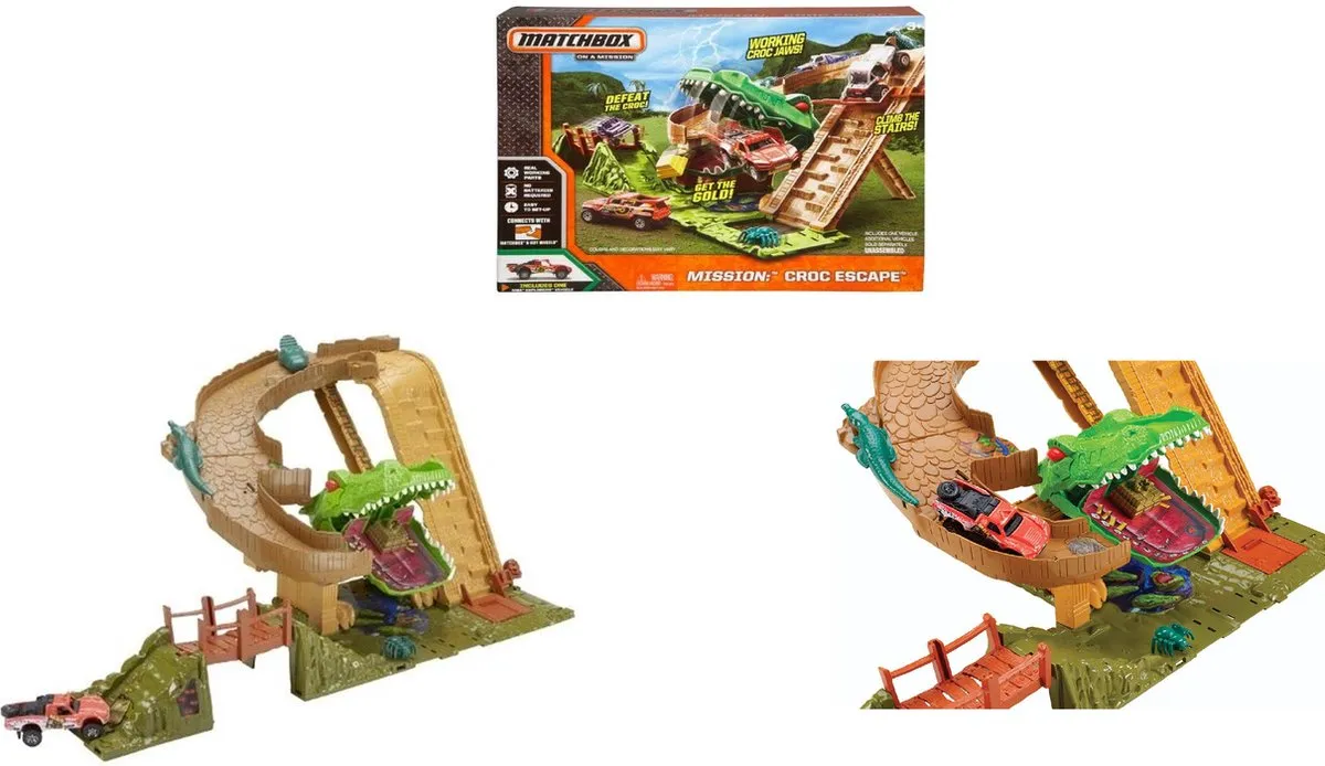 Mattel Matchbox Mission Croc Escape Speelset - Kaki