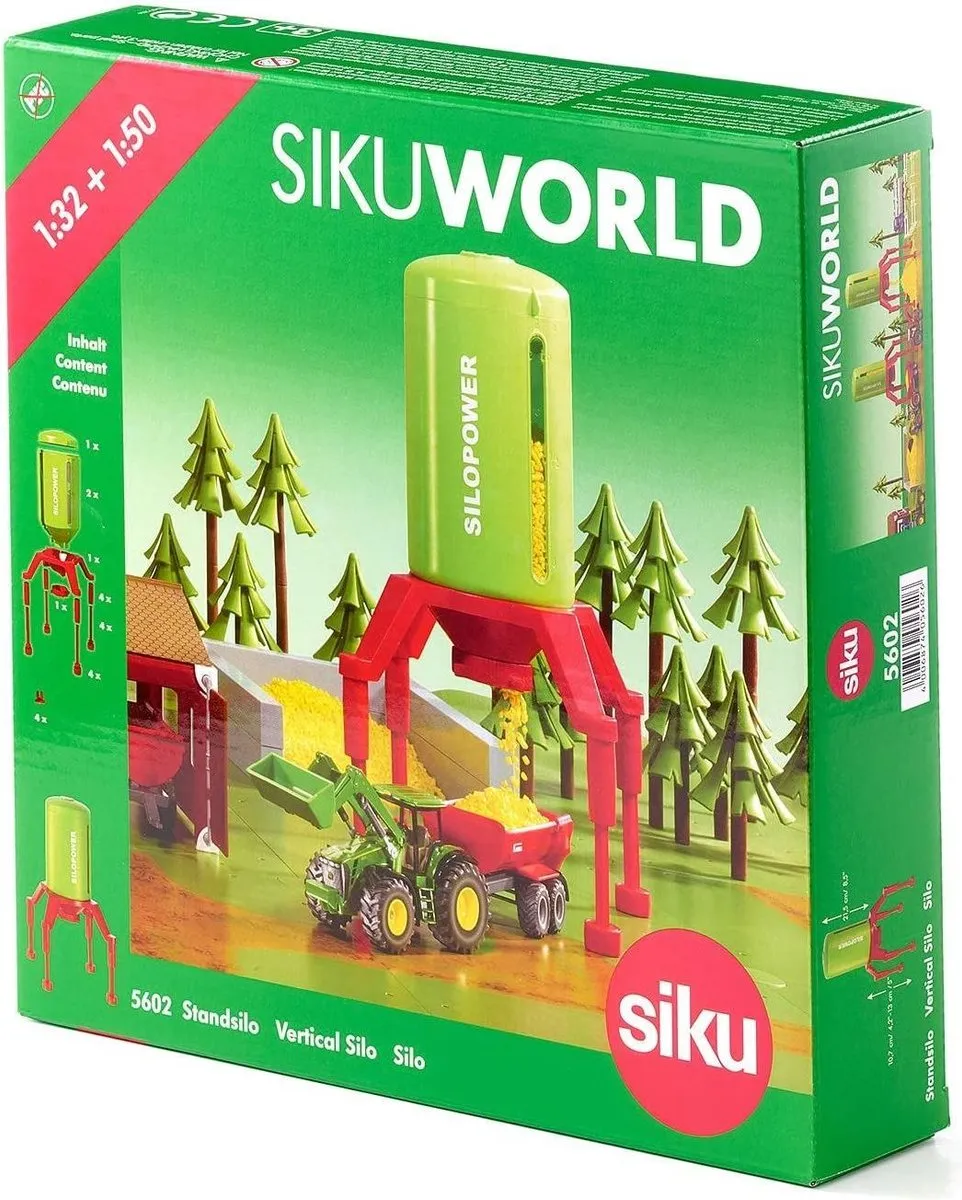 SIKU 5602 Silopool Staande Silo 1:32 - Groen/Rood