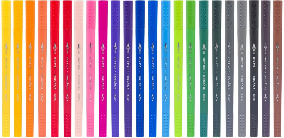 Bruynzeel Creatives Fineliner/Brushpen Set - 24 Kleuren