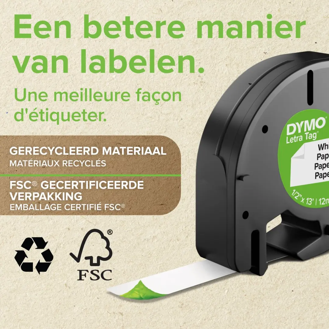 DYMO LetraTag S0721650 Zelfklevende Labels - 12mm x 4m - Zwart op Blauw