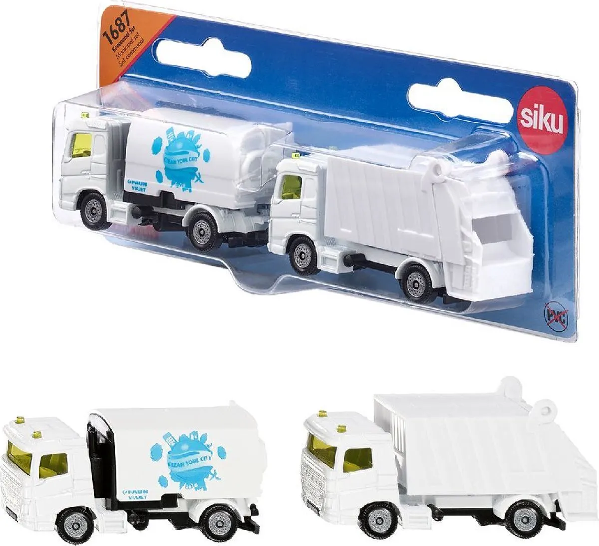 SIKU 1687 Veegwagen & Vuilniswagen - Blauw