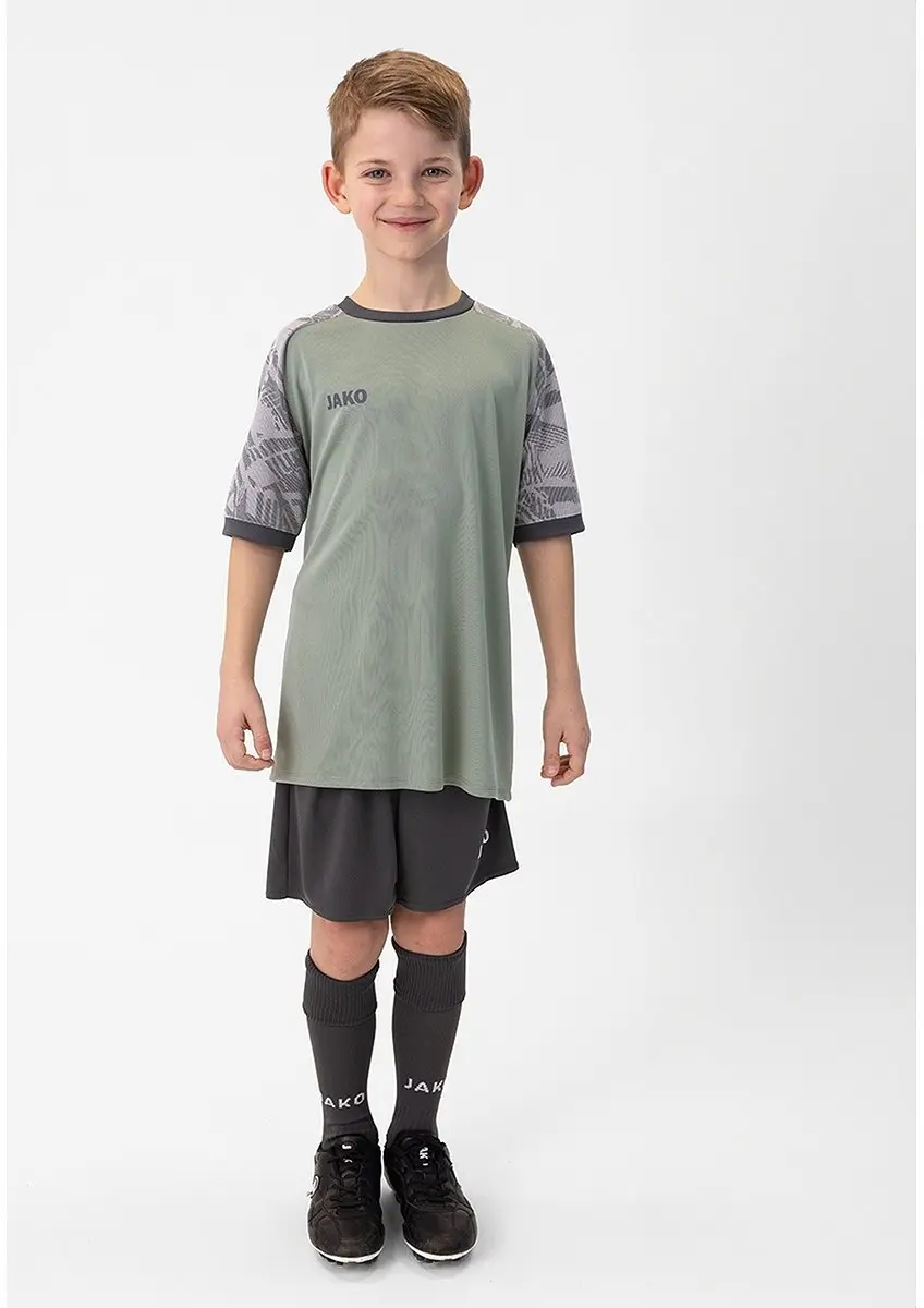 JAKO Iconic Shirt Korte Mouw Kinderen 116 - Mintgroen/Zachtgrijs/Antra