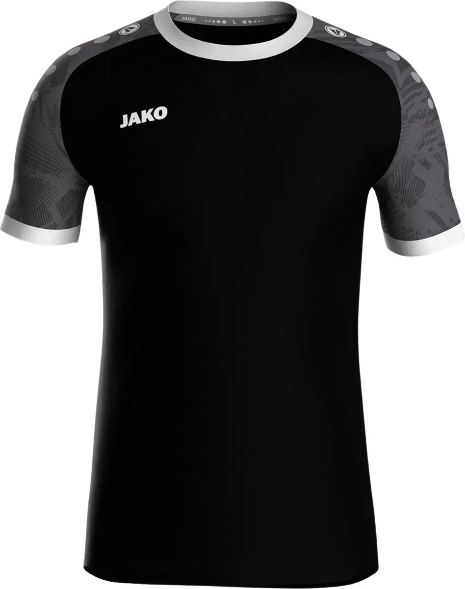 Jako Iconic SS Shirt Senior M - Zwart/Dark Grijs/Wit