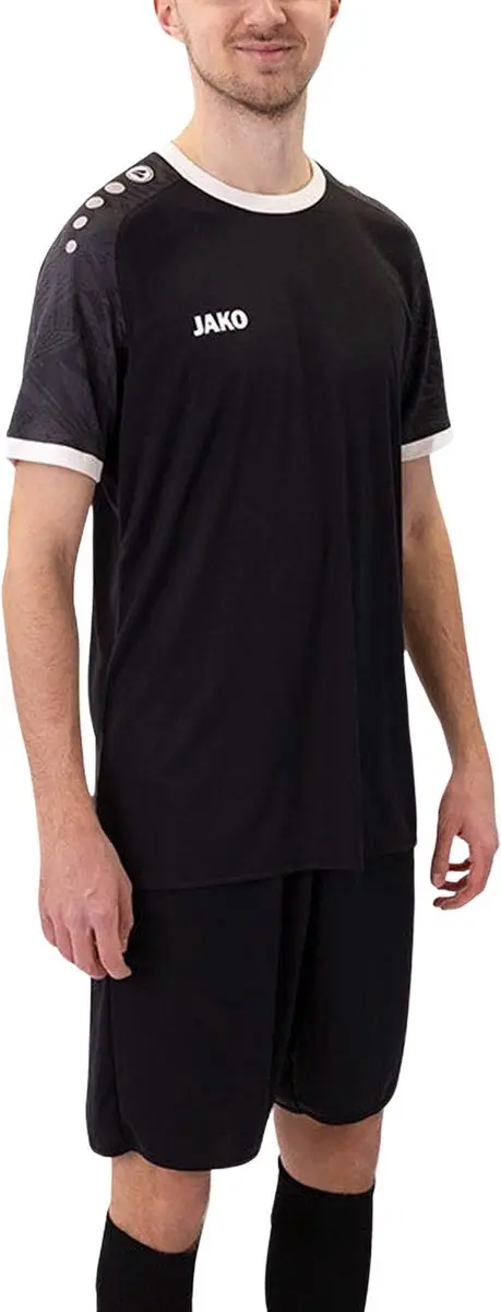 Jako Iconic SS Shirt Senior M - Zwart/Dark Grijs/Wit