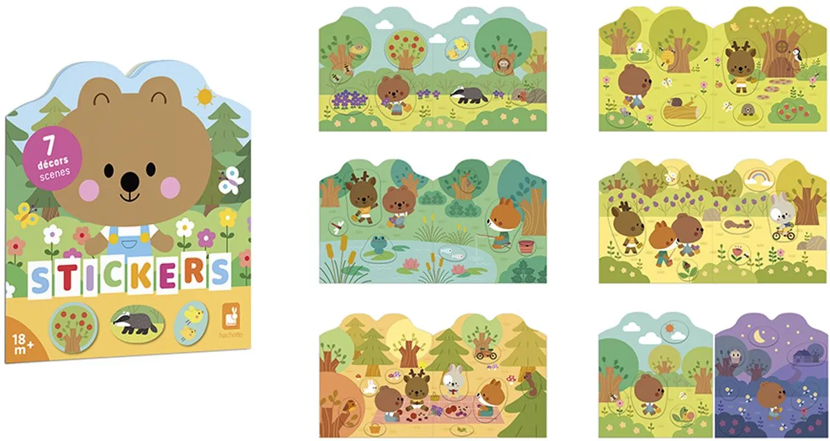 Janod Stickerboek Het Bos - 12 Pagina's + 8 Stickerpagina's - Multicolor