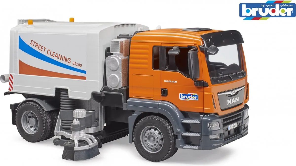 Bruder 3780 MAN TGS Straatveger - Oranje