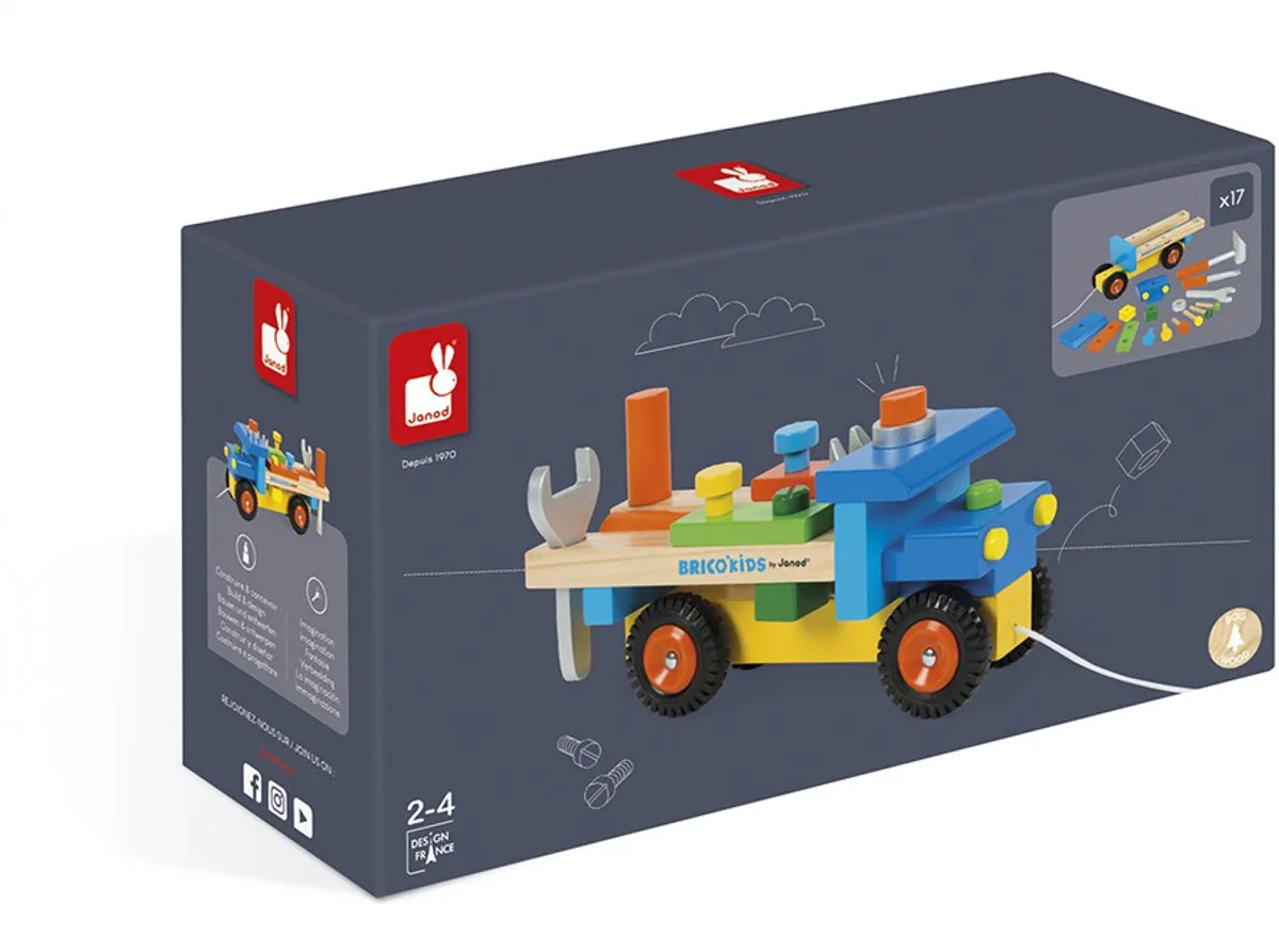 Janod Brico'Kids Bouwvrachtwagen J05022 - 2-in-1 Speelgoed - afbeelding 6 van 6