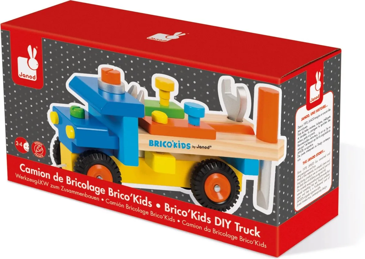 Janod Brico'Kids Bouwvrachtwagen J05022 - 2-in-1 Speelgoed