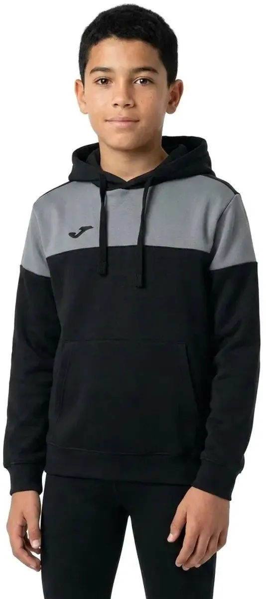 Joma Crew V Hoodie - Zwart/Grijs 12-14j