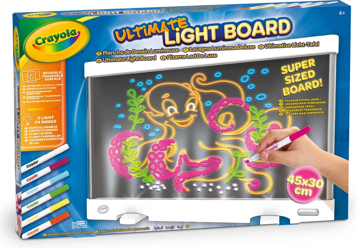 Crayola Lichtgevend Tekenbord - 6 Gelstiften - Veelkleurig