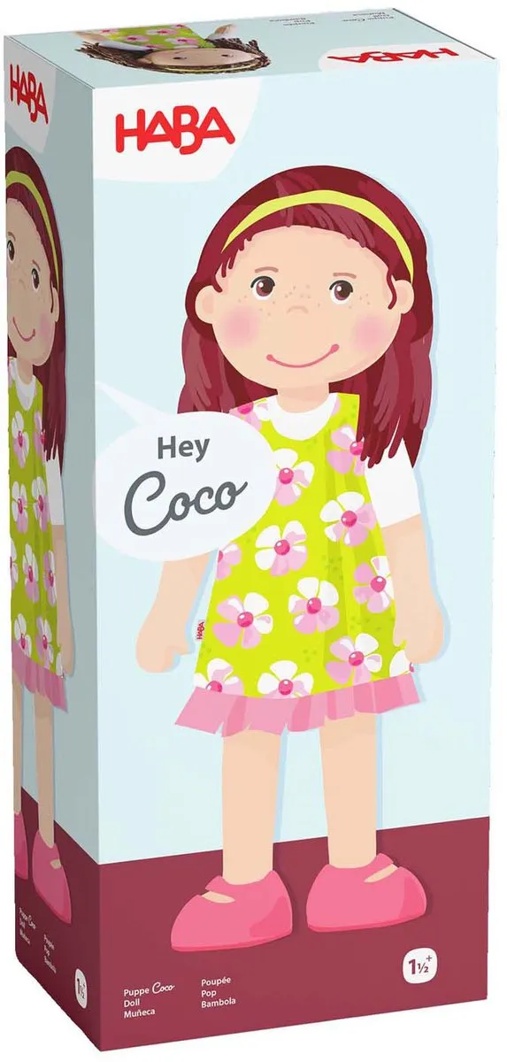 Haba Knuffelpop Coco 30cm - Groen/roze